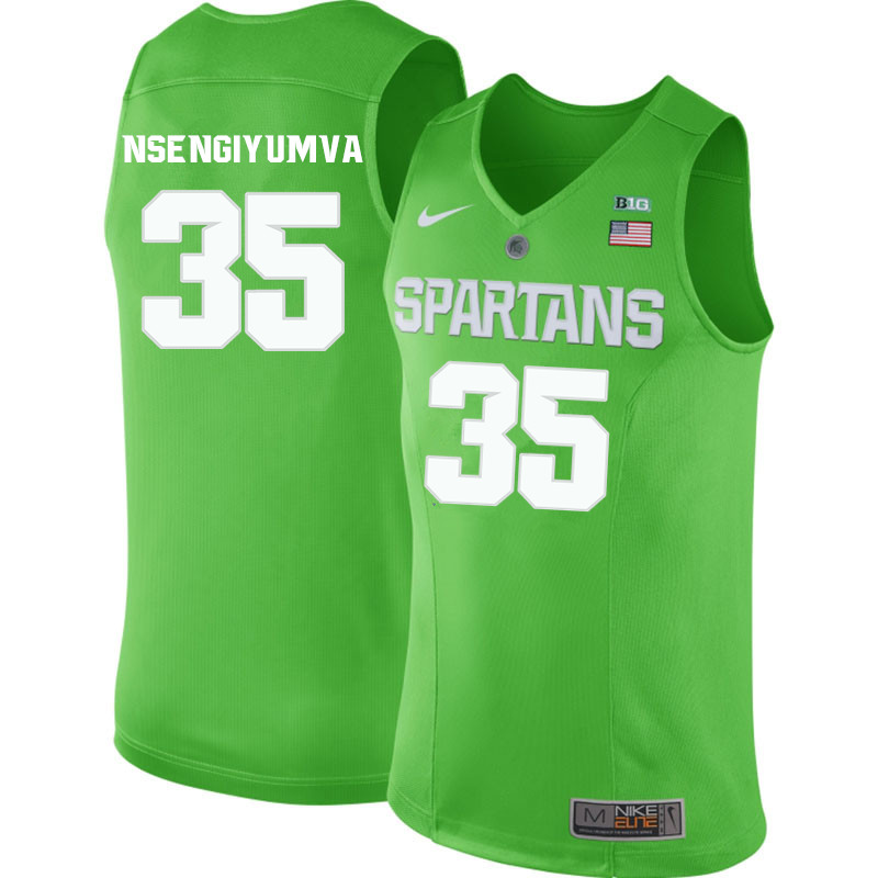 Men #35 David Nsengiyumva Michigan State Spartans College Basketball Jerseys-Apple Green